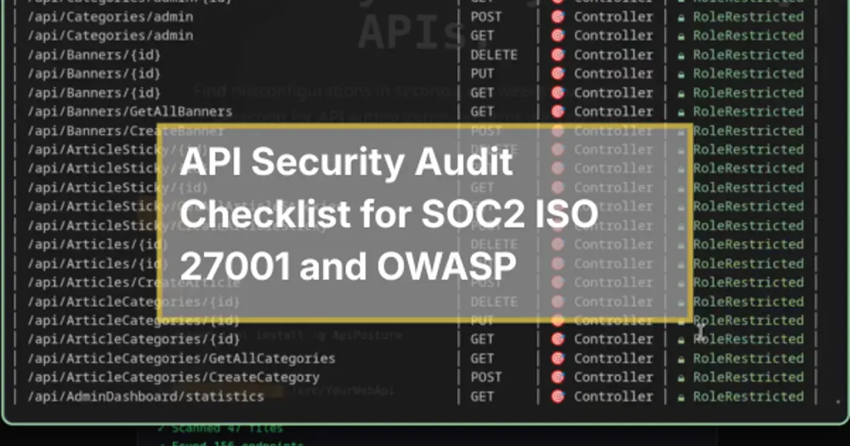 API Security Audit Checklist: SOC 2, ISO 27001, and OWASP | ApiPosture
